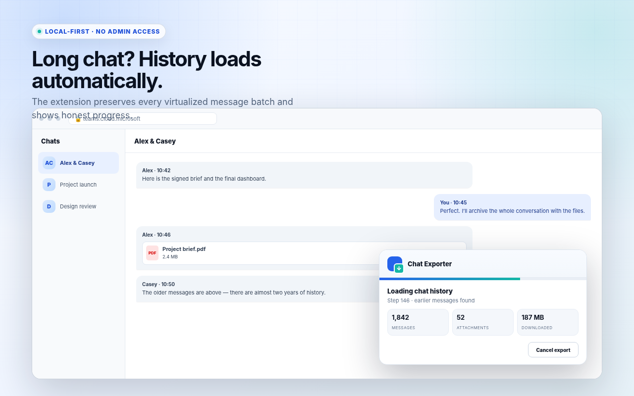Chat Exporter loading older Microsoft Teams messages
